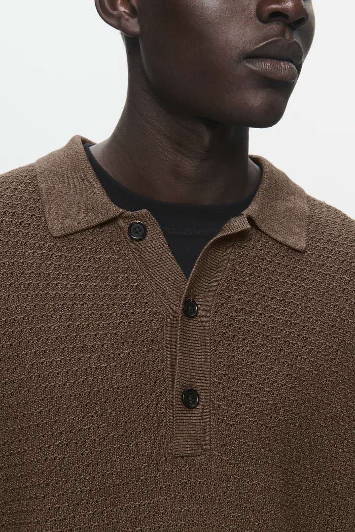 WOOD WOOD Upton Knit Polo - Brown - Image 4