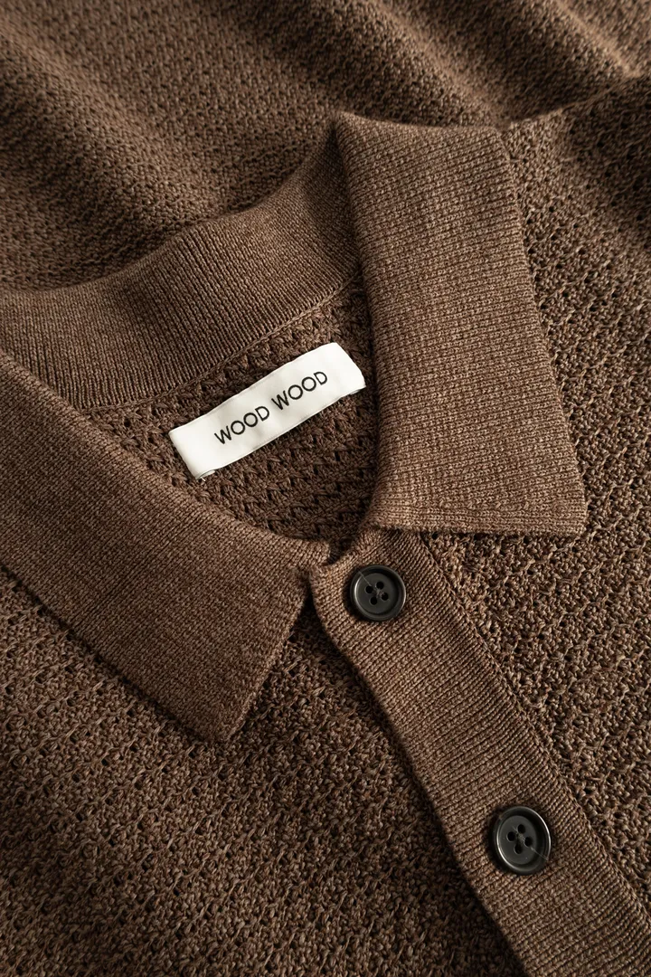 WOOD WOOD Upton Knit Polo - Brown - Image 5
