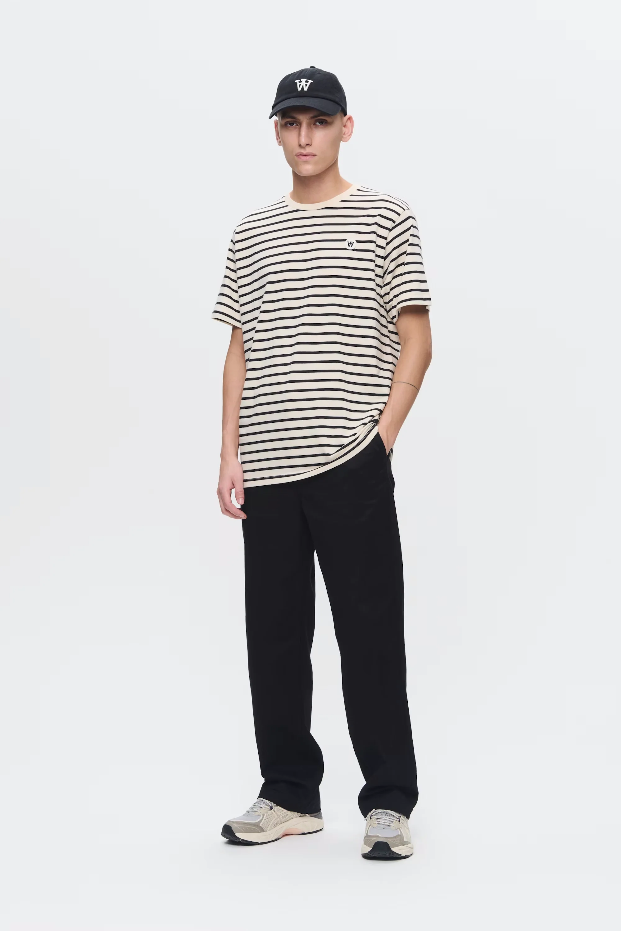 WOOD WOOD WWAce Stripe Tee - Black Beauty - Image 2