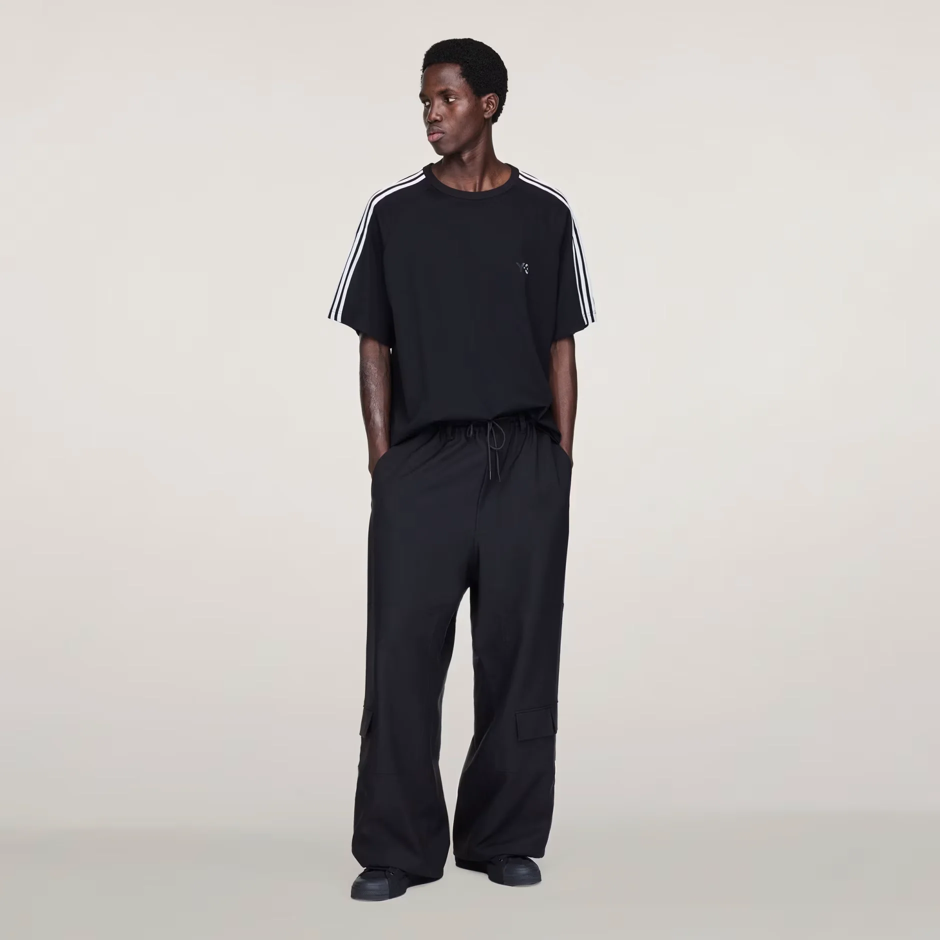 Y-3 3-Stripes S/S Tee - Black - Image 4