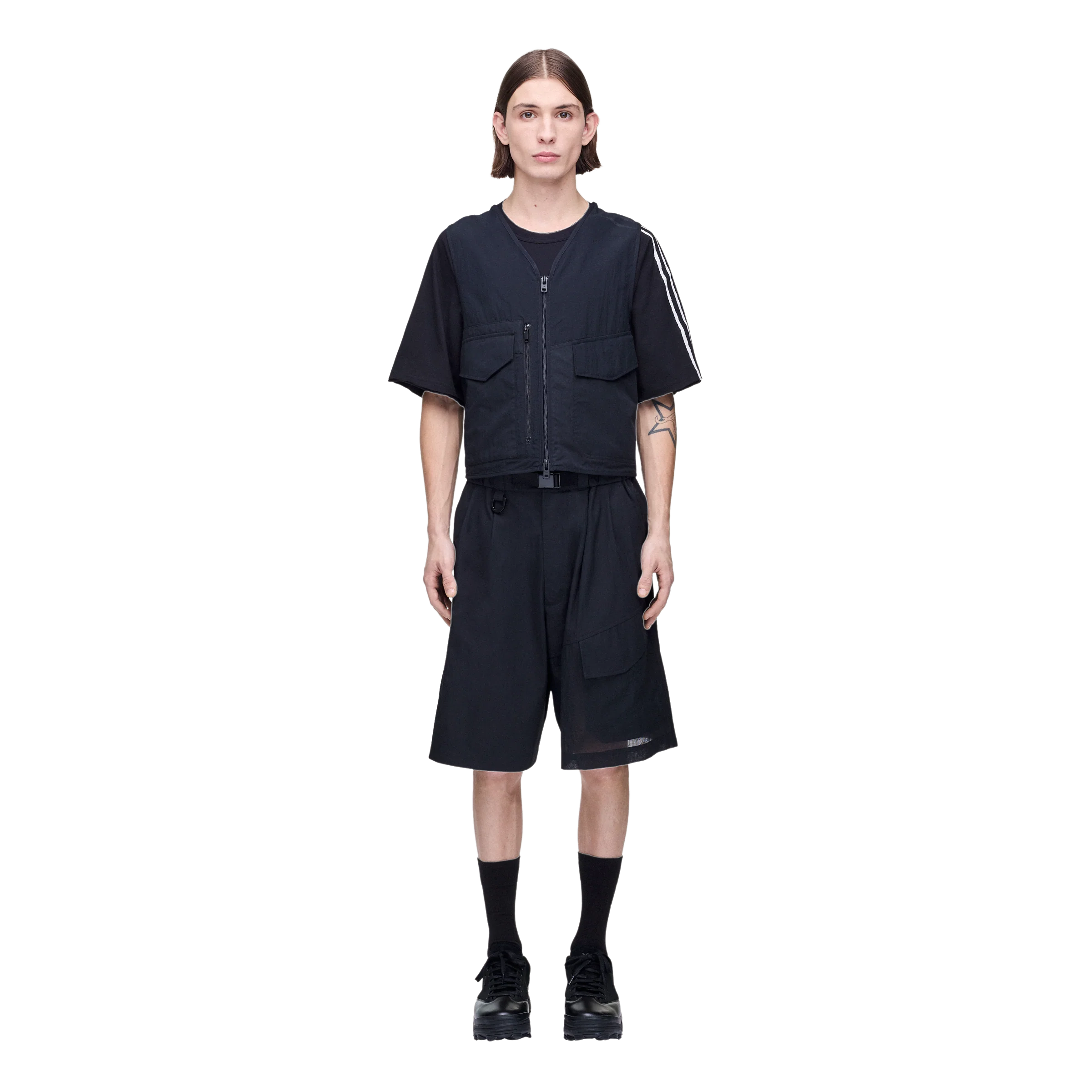 Y-3 UT Wide Leg Shorts - Black - Image 4
